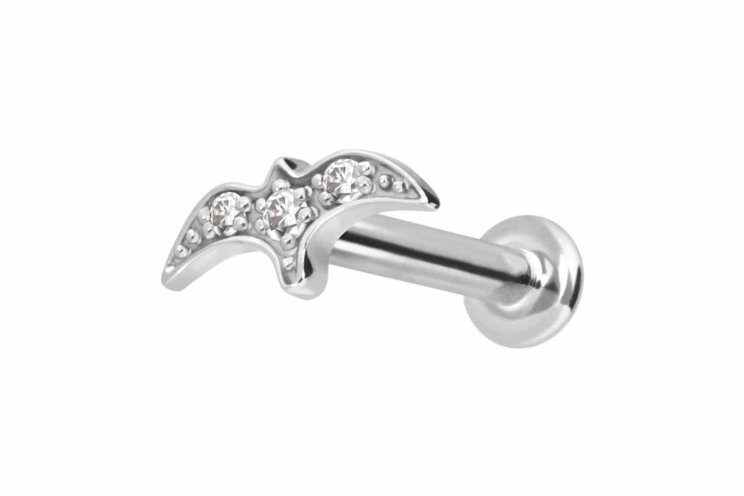 14 Karat Gold Labret Piercing mit Push Fit MOISSANIT-SCHWALBE